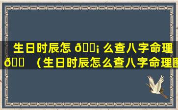 生日时辰怎 🐡 么查八字命理 🐠 （生日时辰怎么查八字命理图解）